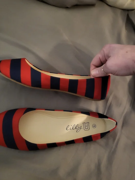 NWOT Red and Navy Striped Women’s Ballet Flats - Picture 7 of 7